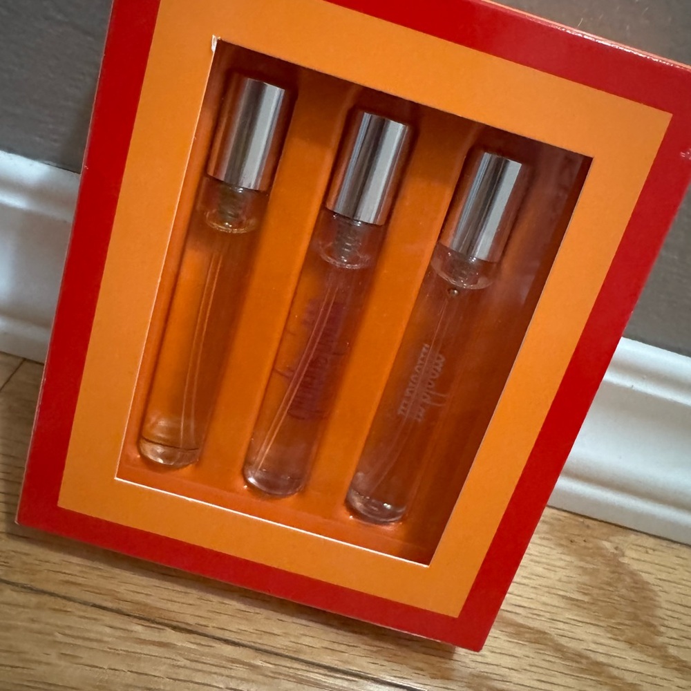 Clinique Perfume Trio in Orange and Red Packaging
